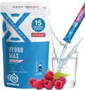 Hydromax Elektrolitni pijača Mix – Raspberry 15 Tekoči paketi s kalijem in magnezijem – Nič sladkorja, Keto & Vegan Elektroliti za hitro hidracijo in regeneracijo dodatek