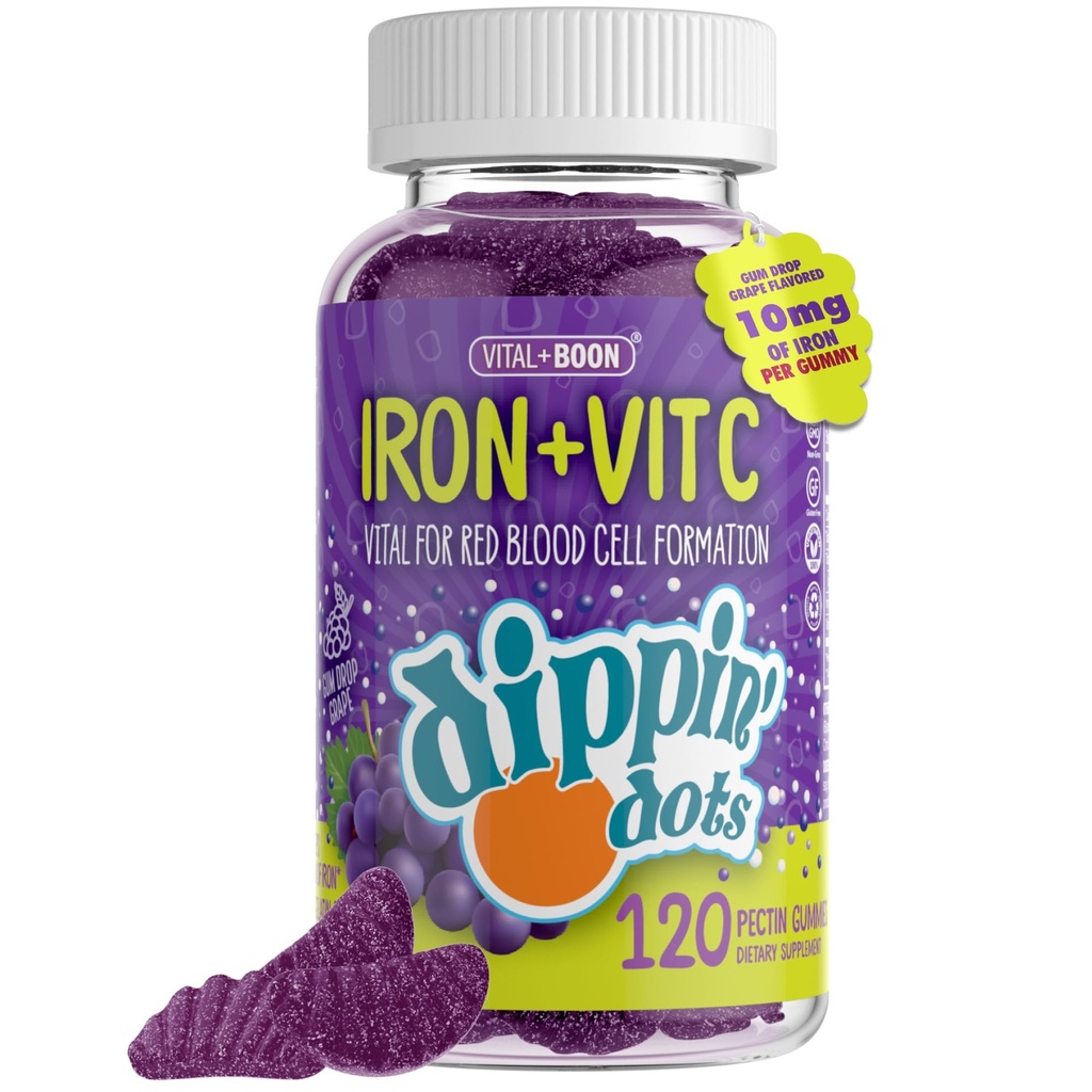Železo z vitaminom C & B12 Gumies (120 Število) Bistveno za tvorbo rdečih krvnih celic 