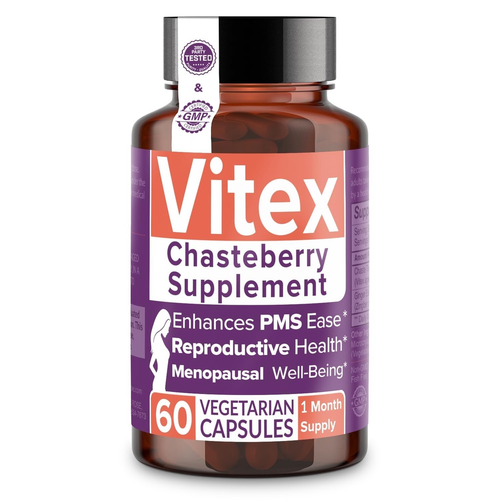 Intimate Rose Vitex Chasteberry Supplement za ženske, 1000 mg - Chaste Tree Berry za Hormone Balance, Plodnost in PMS Podpora, Regulate ciklov - 60 kapsul