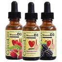 CHILDLIFE ESSENTIALS Vitamin D3 Kapljice - Vitamin D Kapljice za dojenčke, Baby Vitamin D Kapljice, Tekoči vitamin D za otroke, malčki 1-3, otroci, 500 i.e. na serviranje - naravna jagoda, 1 Fl Oz (Pack of 3)