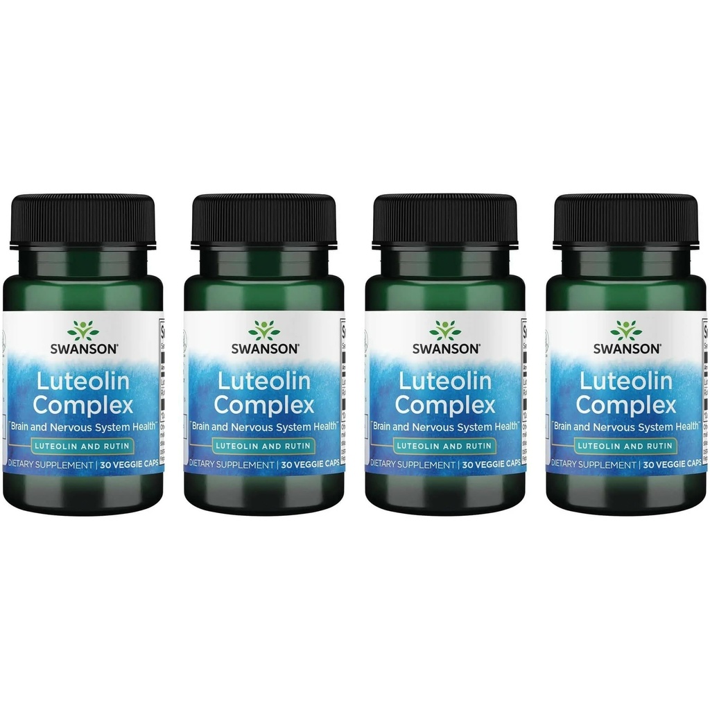 Swanson Luteolin Complex w/Rutin - Brain Support dodatek za spodbujanje spomina, razpoloženja in kognitivnega zdravja - naravna formula za pomoč vzdrževanje živčnega sistema - (30 Veggie kapsule) 4 pakiranje