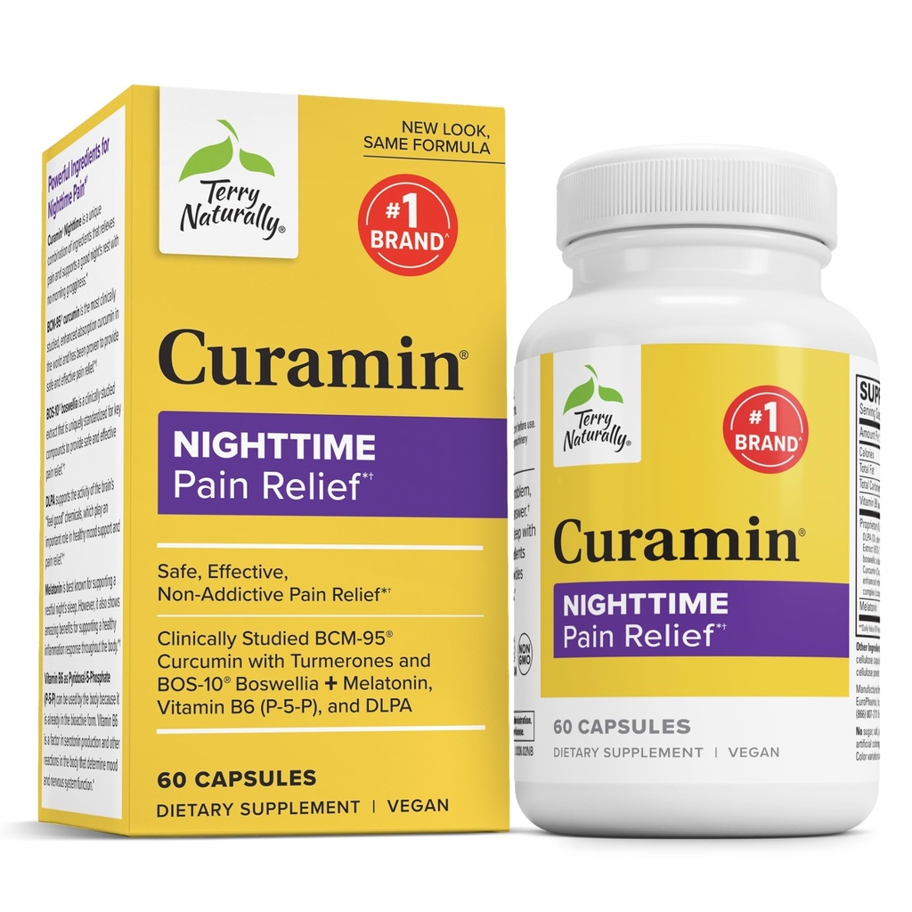 Terry Seveda kuramin Nočni čas - Curcumin & DLPA Kapsula dodatek - Ne-GMO dodatek za podporo zdravo spanje in sprostitev - Zeliščni dodatek z Melatonin - 60 Kapsule