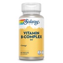 SOLARAY Vitamin B Complex 50 mg - Vitamini celične energije - Presnovna in živčna zdravstvena podpora z vitaminom B12, vitamin B1, B6, niacin, folna kislina, biotin in drugi vitamini B - Vegan, 100 VegCaps