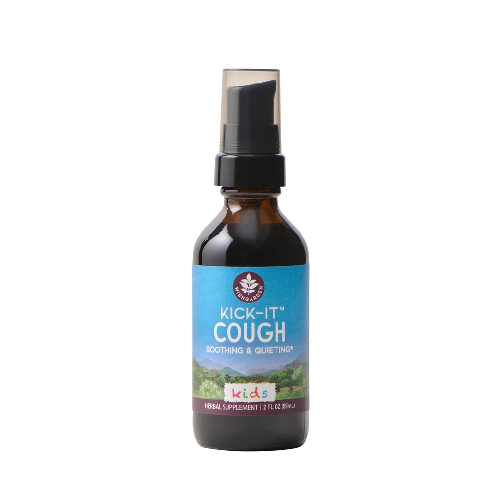 WishGarden Herbs Kick-It Kašelj za otroke - naravni zeliščni kašelj Supresiven za otroke in otroke Pričakovani pomaga miren trmast kašelj in Soothe boleče žrela, varno in učinkovito za otroke 0-12, 2oz