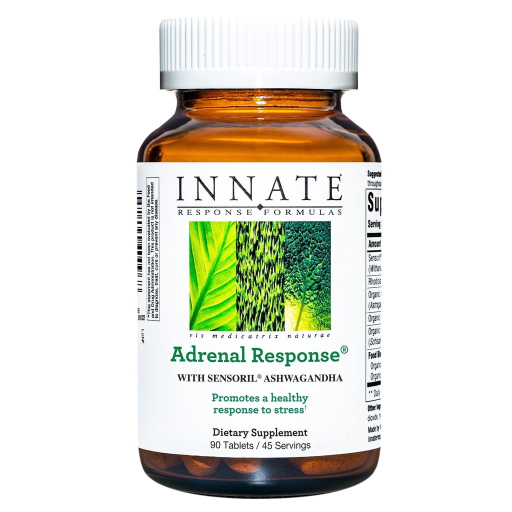 Innate Response Formule - Adrenal Response Zeliščni dodatek - Z Ashwagandha - spodbuja Optimalen odziv na stres - Non-GMO, Vegetarijanec, in Made Without 9 Food Alergens - 90 Tablete (45 Servings)