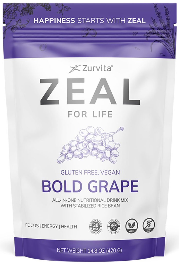 Zurvita - Želja za življenje - Bold Grape Flavor - Daily Nutritional Supplement for Vitality, Immuniteta, & Splošni Wellness - 30-dnevni Wellness Bag, 420 Grams
