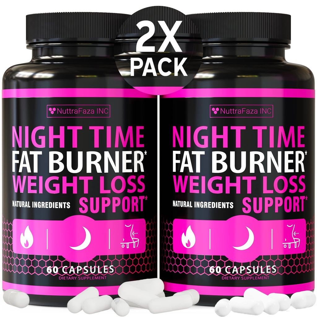 (2 paket) Nočna izguba teže tablete za ženske - Napredno hujšanje dodatek - Maščobni gorilniki za ženske - tablete za diete, ki delujejo hitro - Belly Fat Burner - Apetite Supressant - Made in USA