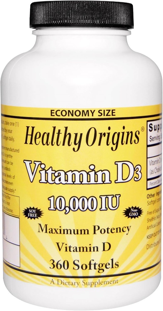 Zdravi izvori Vitamin D3 Maksimalna jakost 10. 000 i. e. 360 kapsul, skupaj 2 pakiranji