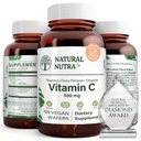 Naravni Nutra Vitamin C dopolnilo za otroke in odrasle, Imunski booster, pomaga podpira zdravje kosti, ščiti zdravje kože in srca, rastlinski vir, 500 mg, 100 Veganski Wafers