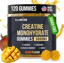 EkoWise Wellness Kreatin monohidrat Gumies 5000 mg, mango aroma, 120 Sugar-free Vegan Chews, Kreatin dodatek za dnevno rutino