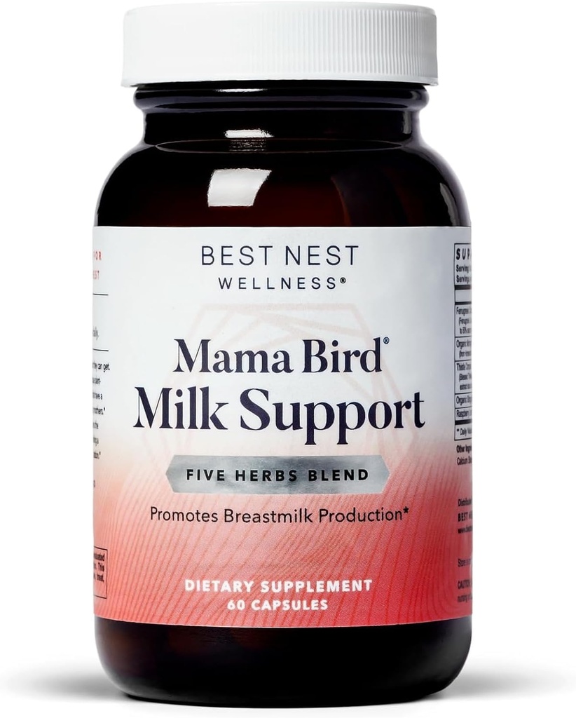 Best Nest Wellness Mama Bird Milk Support - Zdrave prsi Milk Flow Supplement - Dojenje Podpora s Fenugreek & Moringa - Aids Milk Supply for Baby - 60 Kapsule