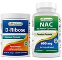Najboljši naravni D-ribozni prašek 1 funt & NAC 600 mg