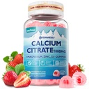 Kalcijev citrat Dodatek 1000mg za ženske in moške, 6-v-1 Kalcijev magnezijev cink Gumiji + vitamin D3, B6 & Kalijev Visoka absorpcija za kosti, zobe, mišice in živec zdravje, Vegan, sladkor brez,60Cts
