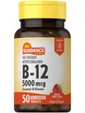 Sundance Vitamin B12 Fast Dissolve Tablets | 5000 mcg | 50 Count | as Methylcobalamin | Natural Berry Flavor | Vegetarian, Non-GMO, and Gluten Free Supplement