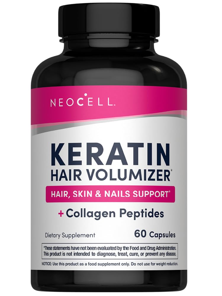 NeoCell Keratin Razpihovalnik las s kolagenom, ekstraktom Amla in vitaminom C, dopolnilom za lase in kožo, kapsula, 60 Štetje, 1 steklenica