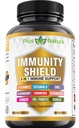 9- v-1 Imunska podpora Vitamin C (1000 mg), Vitamin D3 (5000 i. e.), Cink(22 mg) z Bezgovo jagodo, Kurkuma, Echinacea, Ginger, Česen in Pre+Pro- biotic na serviranje (120 kapsul na steklenico - 2 meseca dobave)