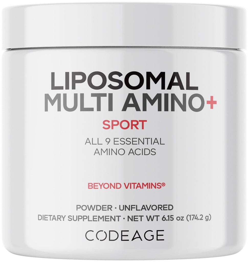 Koda Liposomal Multi Amino Powder Supplement - BCAA & EAA Dodatek Vse 9 Esencialne aminokisline, razvejane aminokisline, pred in po vadbi, nearomatična, liposomska dostava, ne- GMO, 6.15 oz
