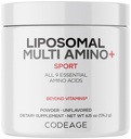 Koda Liposomal Multi Amino Powder Supplement - BCAA & EAA Dodatek Vse 9 Esencialne aminokisline, razvejane aminokisline, pred in po vadbi, nearomatična, liposomska dostava, ne- GMO, 6.15 oz