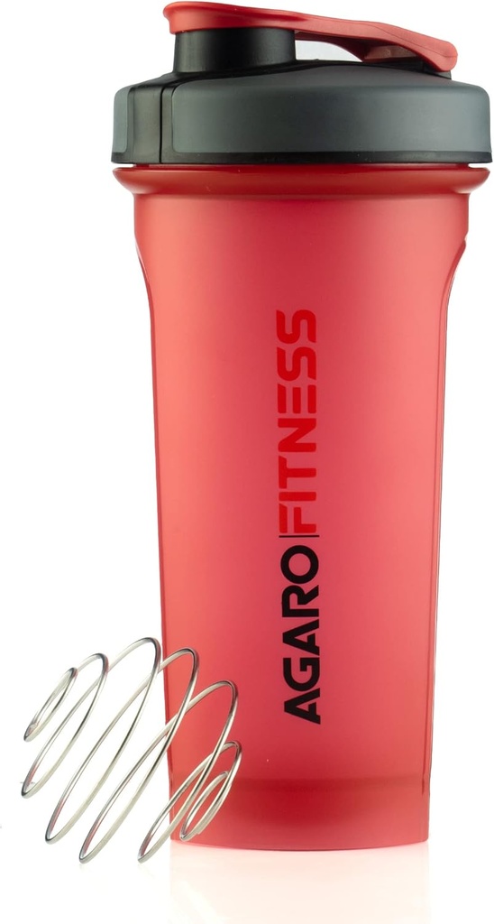 AGARO Magnum Shaker steklenica, 750 Ml, Jekleni Shaker kroglica, Sipper steklenica idealna za beljakovine, BPA brezplačno, Leakproof, rdeča