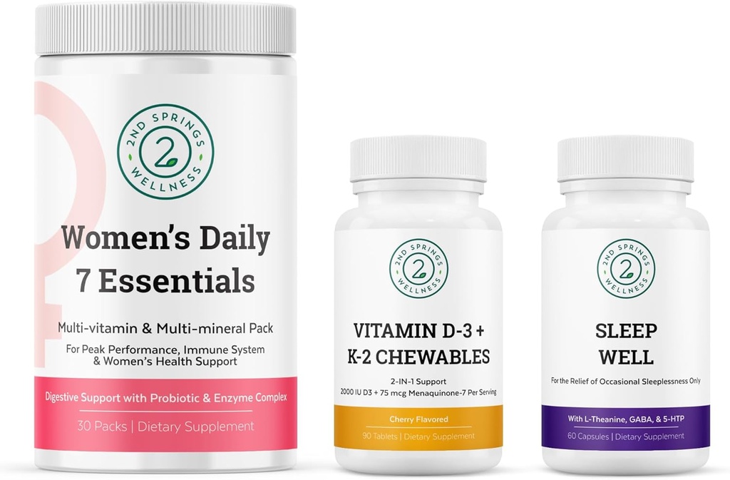Ženske Daily 7 Essentials, Vitamin D3 + K2 Žvečilni in dobro spanje