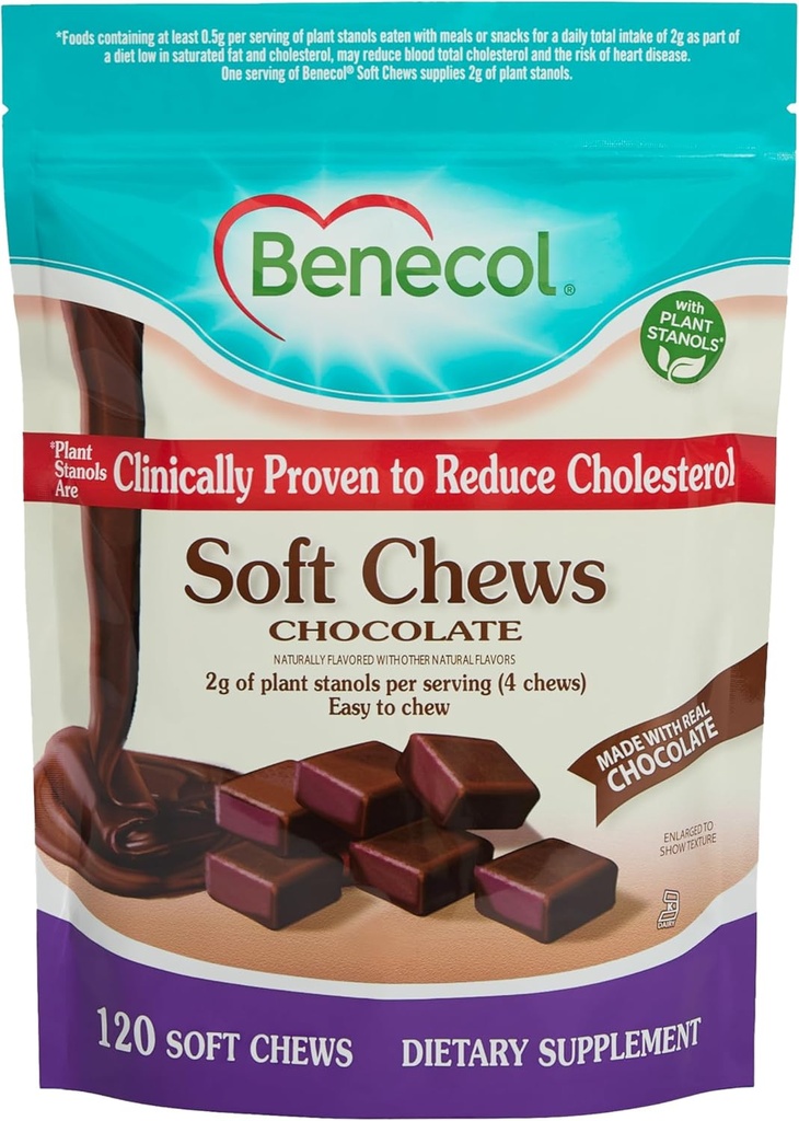 Benecol® Soft Chews - izdelan s klinično dokazano Holesterol-Spodnje rastline Stanols - Cholesterol Management Supplement (120 Chocolate Chews)