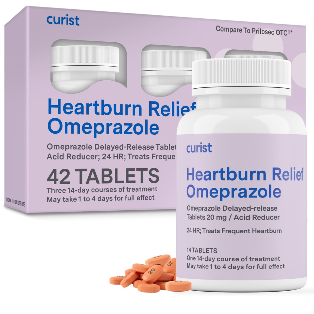 kurist Omeprazol 20 mg tablete - 42 tablet z zapoznelim sproščanjem - zdravilo za refluks kisline za lajšanje zgage