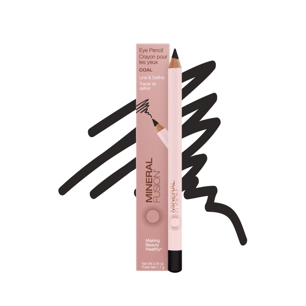 Mineral Fusion Eye Pencil, Black Eyeliner z blažilno kamilico, Meadowfoam & Vitamin E, Velvety gladko, Hypoallergenic Eye Like & Definiraj, Dolgotrajni Eyeliner Pencil, premog, 0.04 Oz