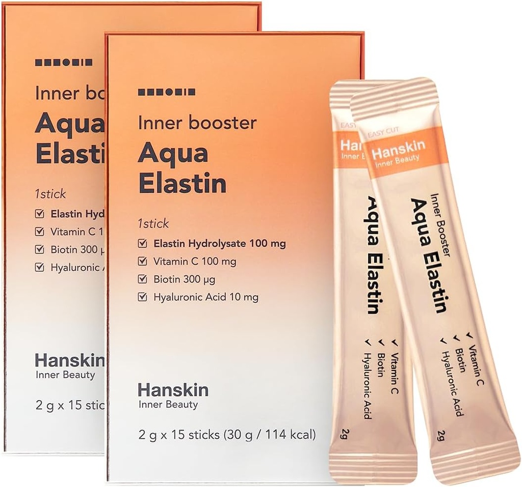 Hanskin Aqua Elastin Hyaluronic Acid Powder Packets za lase, kožo, gube in nohti 
