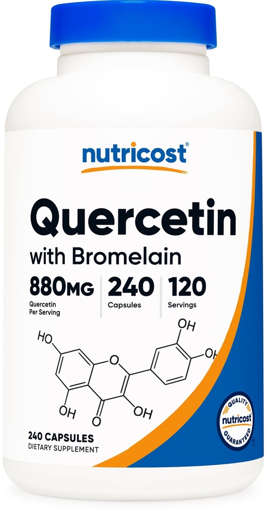 Nutricost Quercetin 880mg, 240 Vegetarijanske kapsule z bromelainom (165mg) - 120 Služabnikov (440mg Quercetin na kapico) - Gluten prost, ne-GMO