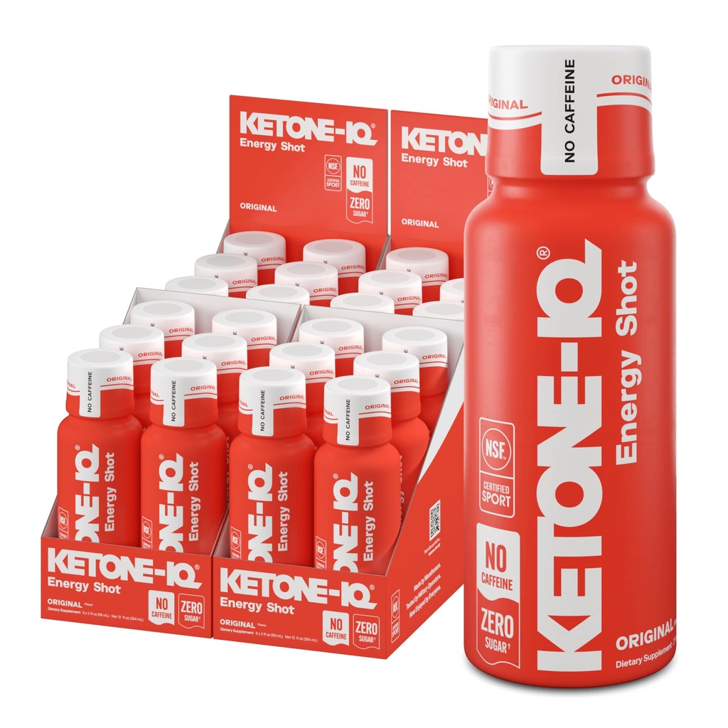 Keton-IQ št Kofein Eksogeni Ketoni Energy Shots - 24 Pack of Caffeine Free Energy Drinks with 10g Ketones - Sladkor brez sladkorja, brez soli in vse naravne (original)