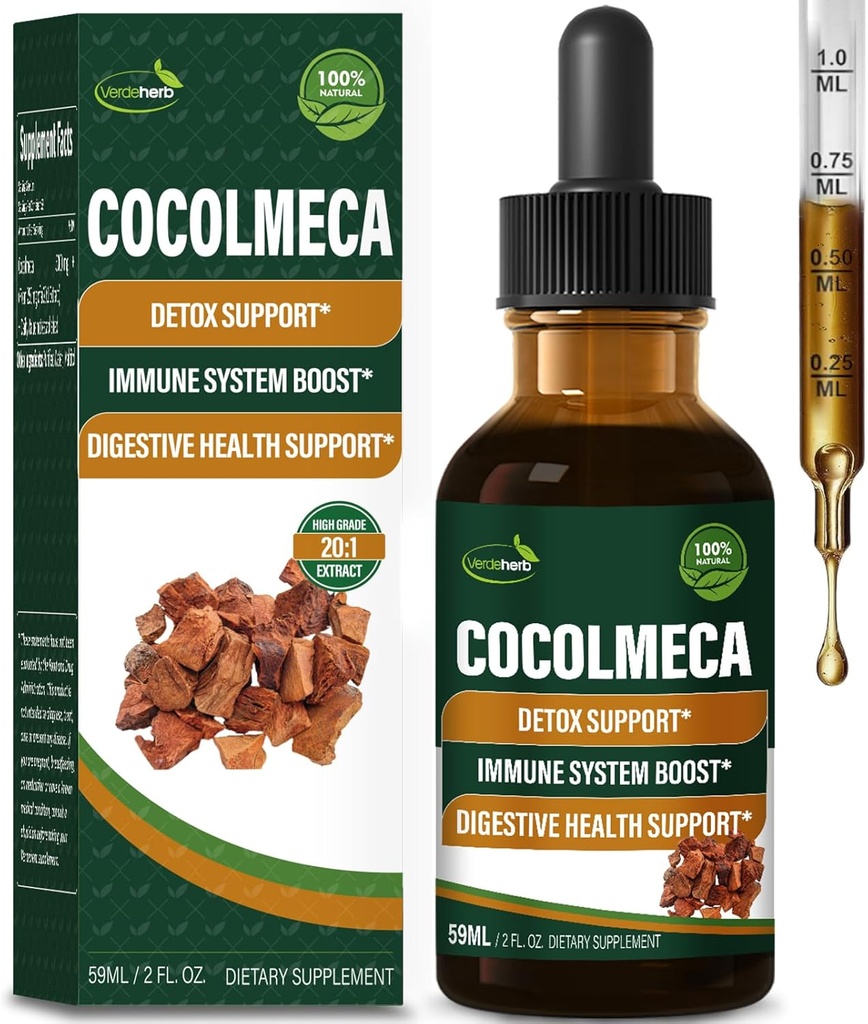 Cocolmeca Bark Tekoče kapljice, Nature Herbal Extract dodatek za podporo za razstrupljanje telesa, imunski sistem Boost & Prebavno zdravje. Gotas de Cocolmeca 2oz