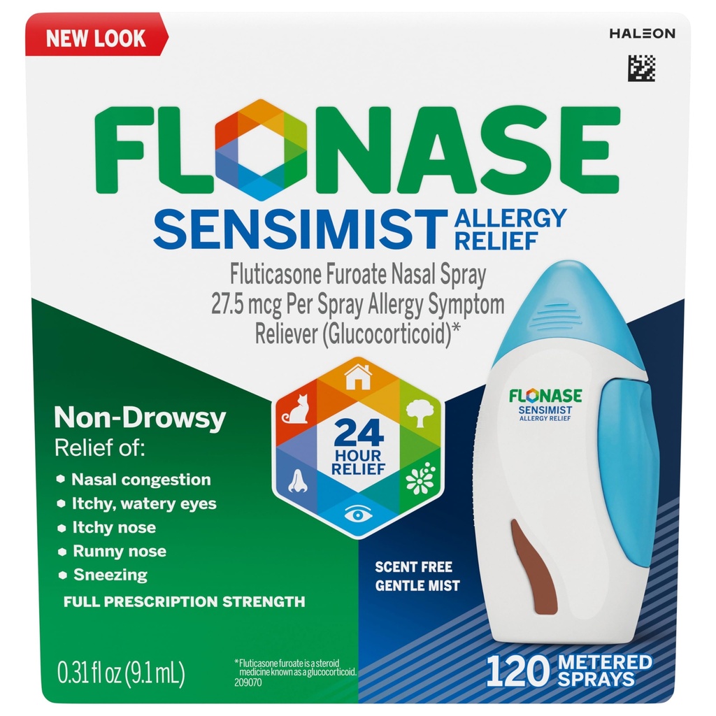 Flonase Alergija Alergija Relief Nasal Spray za nezadržno, 24-Hur Multi-Simptom Alergija Relief – 120 Spray