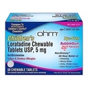 Ohm otroška loratadin žvečljiv, barva brezplačno, Bubblegum, ne-Drowsy 24h Relief Sneesing, Runny Nose, Watery oči, Srbeče grlo ali nos, Antihistaminik, Notranje & Zunanje alergije, 5mg, 30 Tablete
