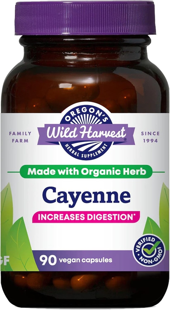 Oregon je Wild žetev ne-GMO Cayenne kapsule, Organic Zeliščni dodatki, 90 Število