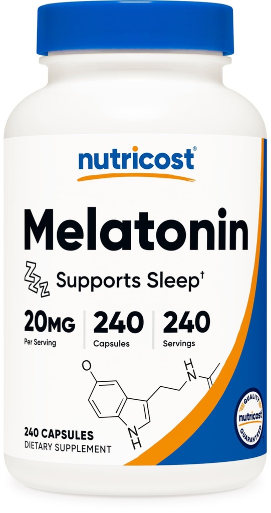 Nutricost Melatonin 20mg, 240 Kapsule, brez GMO in glutena