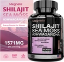 All-in-One Sea Moss, Shilajit, Ashwagandha & Glutatione dodatek za ženske, Pospešuje energijo, 60 kapsul