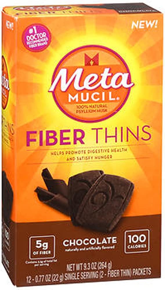 Metamucil Fiber Thins, čokolada, 12 paketov, 9.3 oz - pakiranje po 2