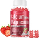 Kalcij Magnezijev cink Gumiji & vitamin D3,B6,B12,Imune & Podpora zdravje kosti Kalcij Magnezij Dopolnilo za ženske Moški,Sugar-free Vegan Jagoda Okus 90 Število