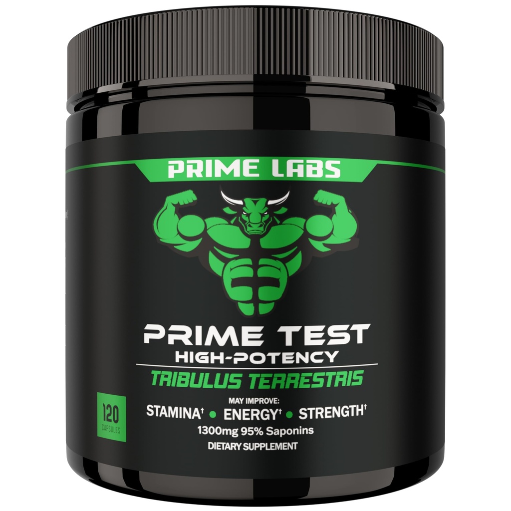 Prime Labs Tribulus Terrestris za moške 1300mg - Izboljšana s 95% Saponins - Energija, Vitalnost, Moč - 120 grof