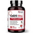 NATURE TARGET CoQ10-200mg s PQQL L-karnitin & omega-3s, visoko Absorpcijski koencim-Q10 z BioPerinom, podpira srce in imunski sistem, celično-energetsko proizvodnjo, 120 Servingov