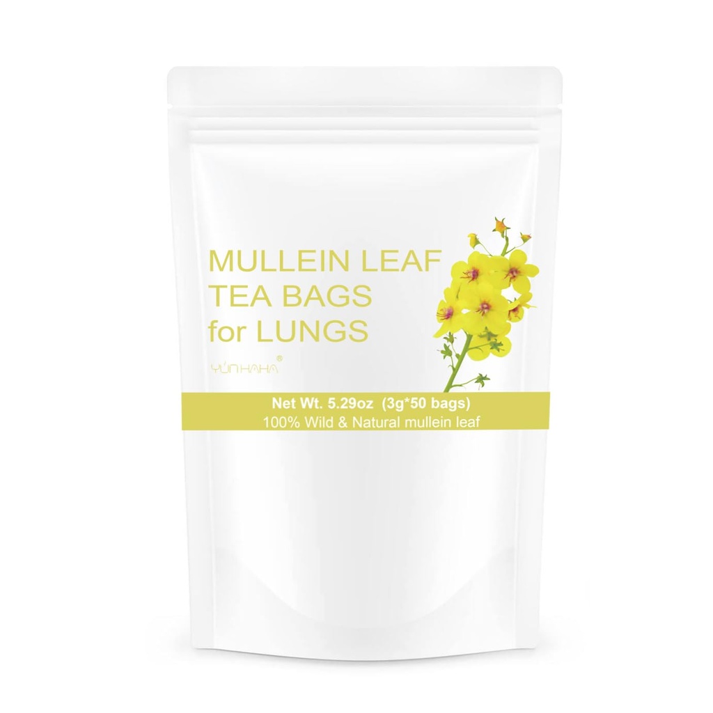 50 Vrečke Mullein List čajne vrečke za pljuča čiščenje detox, naravno posušen zeliščni mullen mullin Leaf Tea Lung Zdravje za dihanje enostavno, kofein brez, Imunska podpora