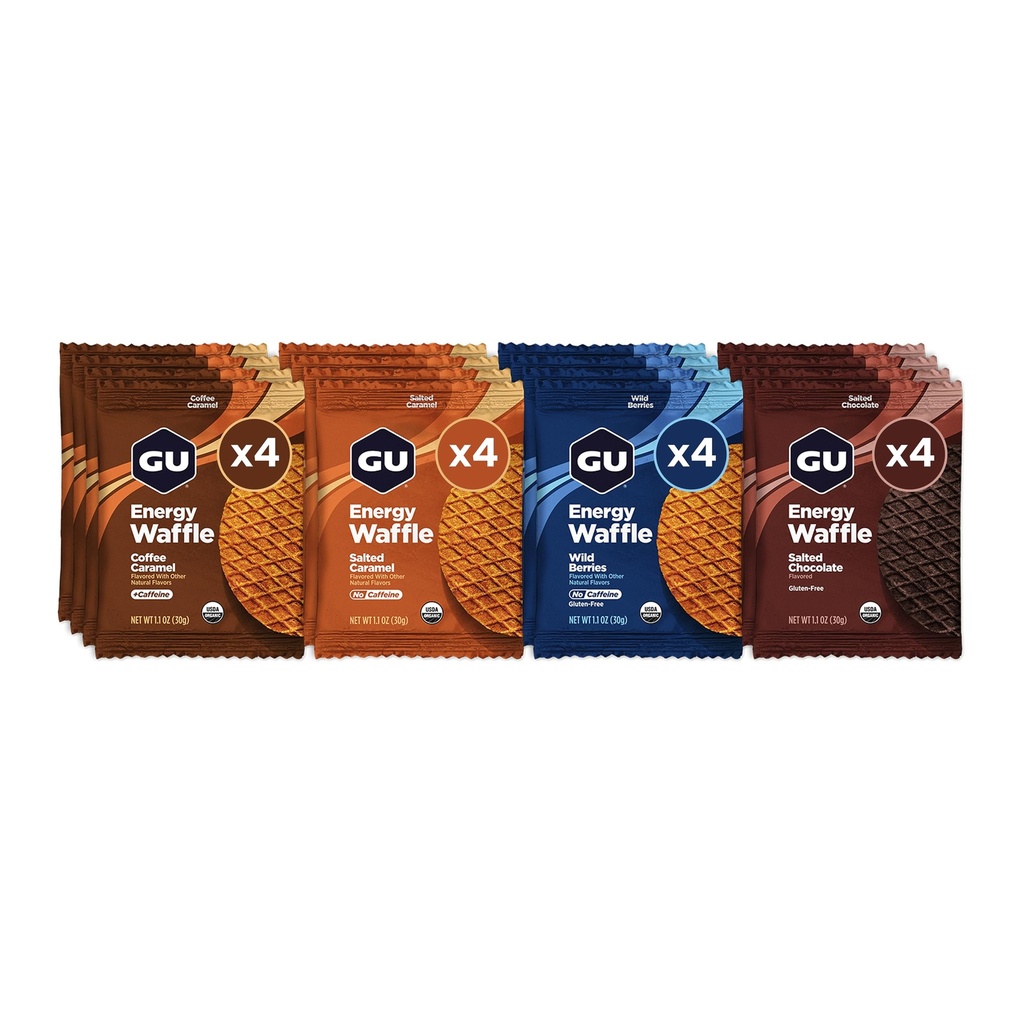 GU Energy Stroopwafel Variety Pack Sports Nutrition Waffle, Caffeine vključen, in Kosher Dairy, On-The-Go Energy za vsako vajo, 16 Count