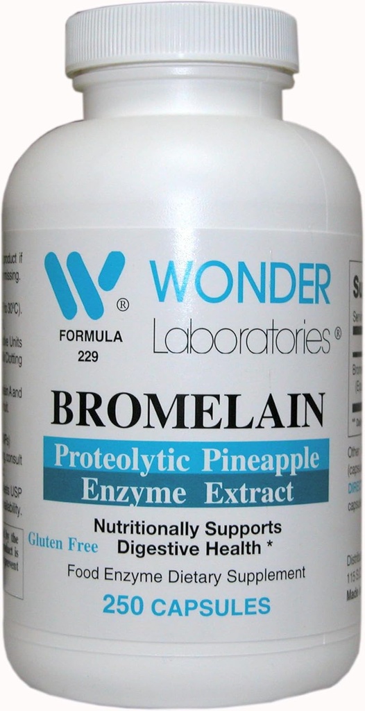 Wonder Labs Bromelain 2000 150mg, Proteolitični Anapple Enzyme Extract, Hranilna podpora Prebavno zdravje - 250 kapsul