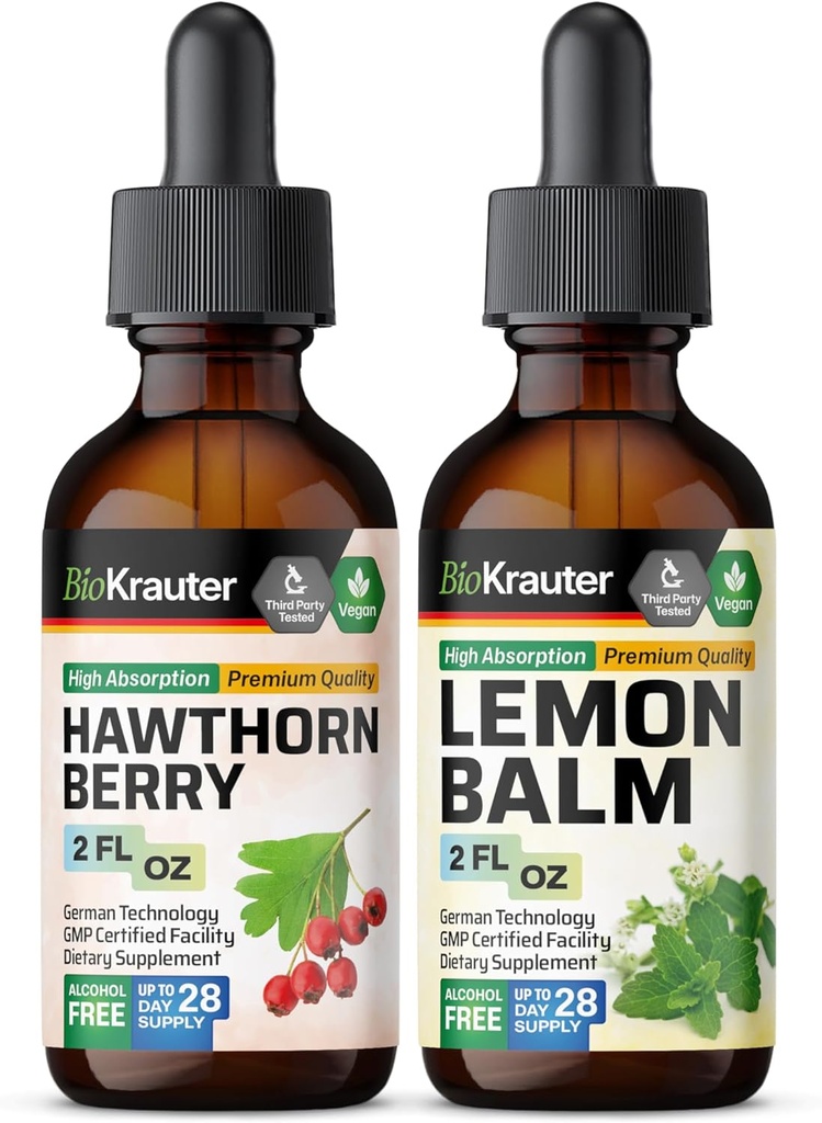 BIO KRAUTER Hawthorn Tinkture 2 Fl. Oz. & Lemon Balm Tinkture 2 Fl. Oz.