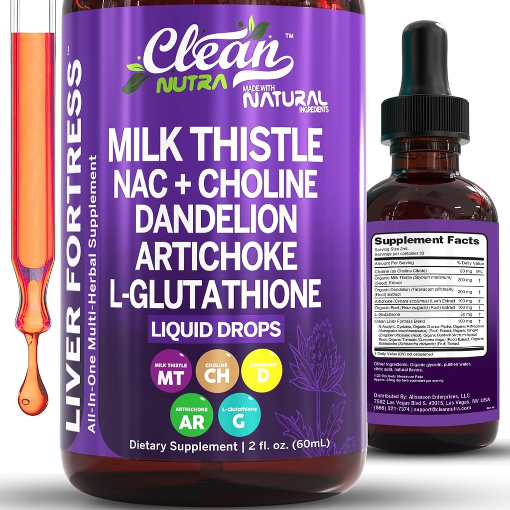 Čisti Nutraceuticals mleko Thistle NAC jetra čiščenje detox in popravila dodatek jetra podporo tekoče kapljice z Dandelion Extract, Artichoke, Chanca Piedra, Choline, L-glutatione, Burdock, Schisandra