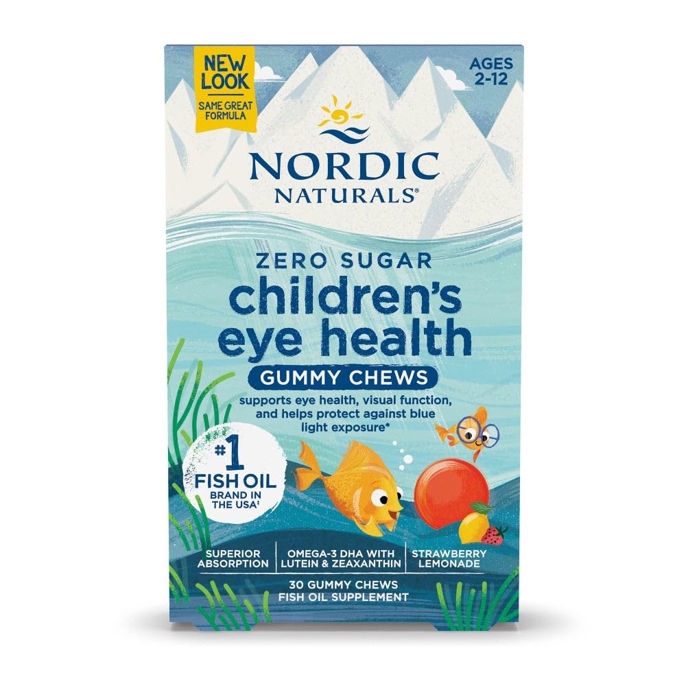 Nordic Naturals Otroško zdravje oči Gumies, Jagodna limonada - 30 Gummies za otroke - 484 mg Total Omega-3s DHA, Lutein & Zeaksantin - Zdravje možganov, antioksidant podpora, Non-GMO - 30 Servings
