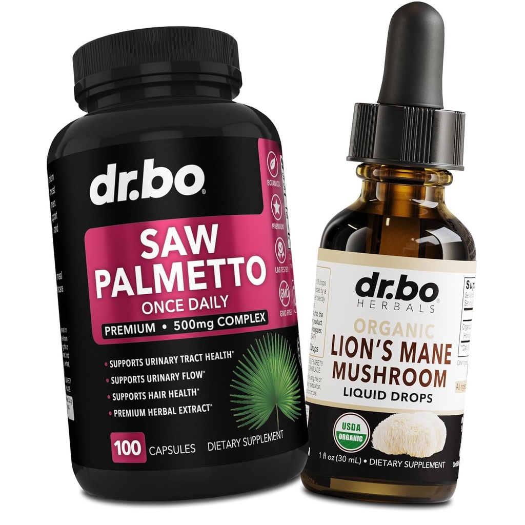 Žaga Palmetto za ženske izpadanje las in levi Mane Gobe Kapljice - DHT Bloker rast Plus Bladder & Organic Levove grivaste tekoče kapljice Tinkture - Pure Saw Palmetto izguba las in uriniranje tablete