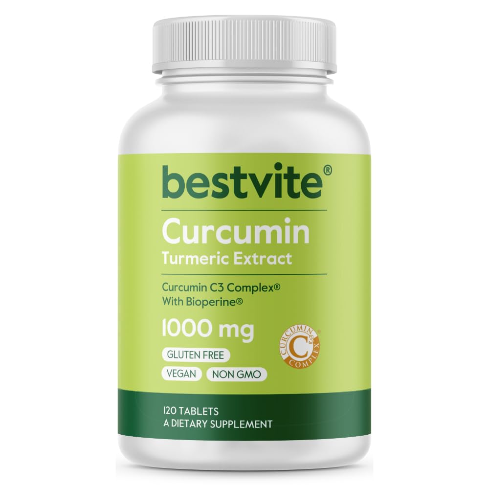 Curcumin 1000 mg (turične) (120 tablet) Izdelano z Curcumin C3 Complex & Bioperine - Standardizirano na 95% Curcuminoidi - Vegan