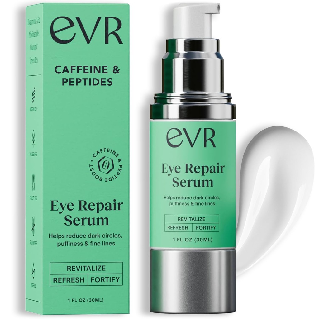 Kofein krema za oči za temne kroge Puffiness in gube - Fragrance Free - Anti-aging nega za občutljivo kožo - Izdelano v ZDA za moške in ženske - 1 Oz