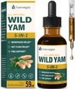 Vse zeliščne tekoče kapljice, Wild Yam Extract s Chaste Berry, Fenugreek, Black Cohosh za Menopause Relief & PMS Podpora. 2oz